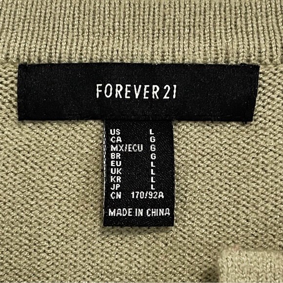 Forever 21 Sage Green Lace-Up Cropped Sweater F21 Women’s Junior’s Size L - Picture 4 of 5